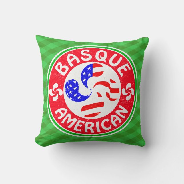 Basque American Euskara Lauburu Cross Throw Pillow (Front)