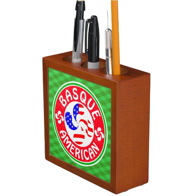 Basque American Lauburu Cross Pen Holder (In Situ)