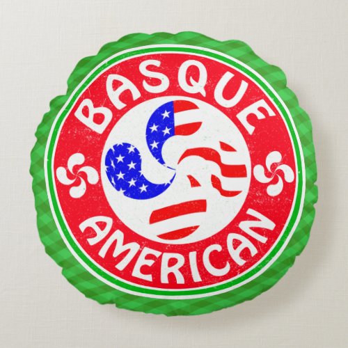 Basque American Lauburu Cross Round Pillow