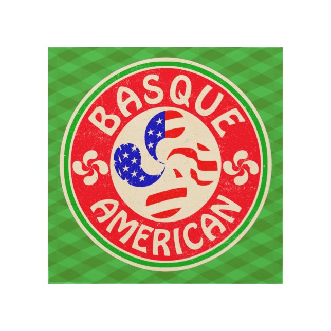 Basque American Lauburu Cross Wood Print (Front)