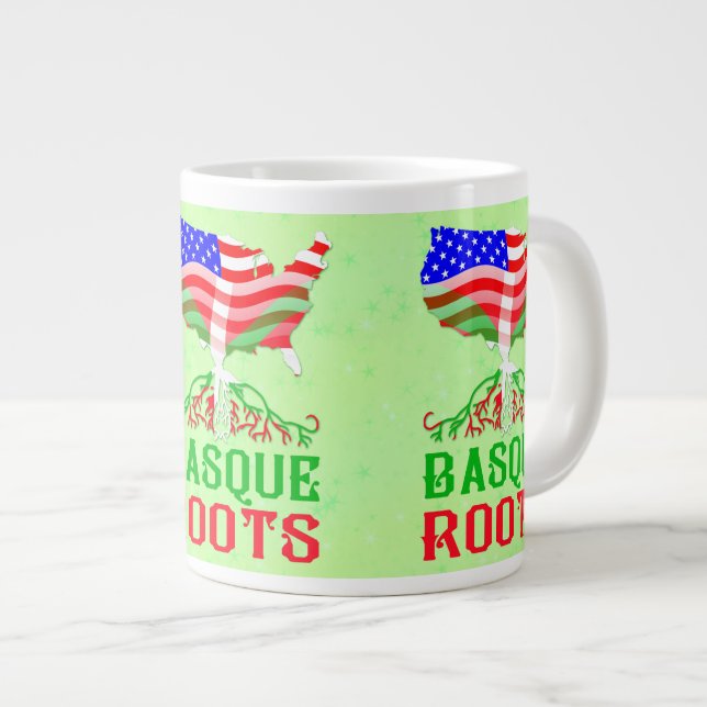 Basque American Roots Giant Coffee Mug (Front Right)