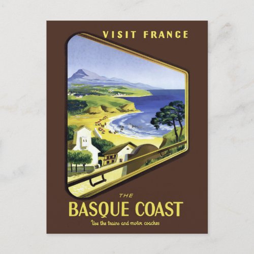 Basque Coast Travel Poster Postcard