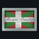 Basque Country Distressed Flag    Belt Buckle<br><div class="desc">Distressed  red white and green Basque Flag  with "Basque Country" text</div>