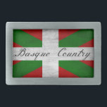 Basque Country Distressed Flag    Belt Buckle<br><div class="desc">Distressed  red white and green Basque Flag  with "Basque Country" text</div>