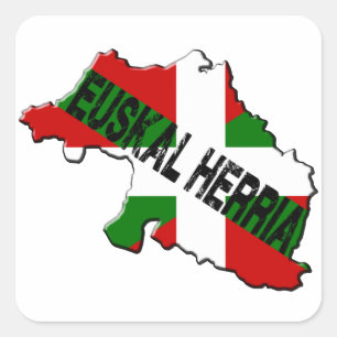 Basque country map plus euskal herria flag square sticker