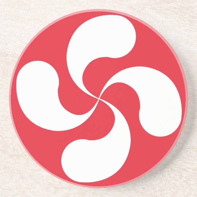 Basque cross glass underneath "Lauburu" Sandstone Coaster (Front)