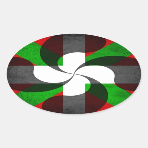 Basque Flag and Cross Oval Sticker