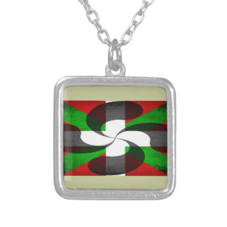 Basque Flag and Cross Silver Plated Necklace