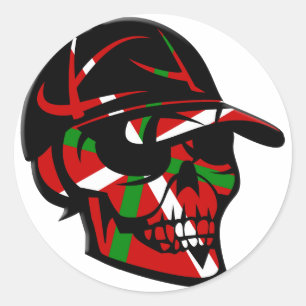 Basque skull surfer classic round sticker