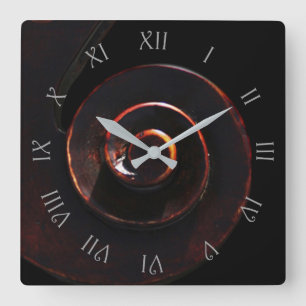 Bass 2 Grey Script Roman Numbers wccn Square Wall Clock