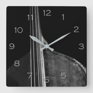 Bass 5 Gray Numbers wcm Square Wall Clock