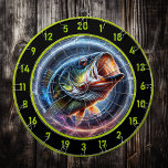 Bass Adventure Captured on Dart Board<br><div class="desc">1. Introducing the Large Mouth Bass Dart Board, a unique and eye-catching addition to any man cave or fishing enthusiast's collection. This dart board features a vibrant and eclectic design that showcases the iconic large mouth bass, making it not only a functional game piece but also a striking piece of...</div>