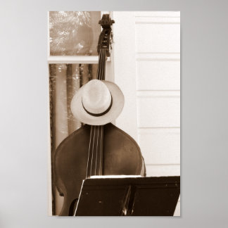 Bass and Hat waiting for the musician Poster