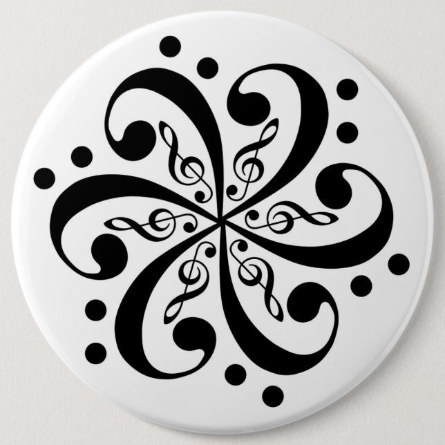 Bass and Treble Clef Swirl Button (Front)