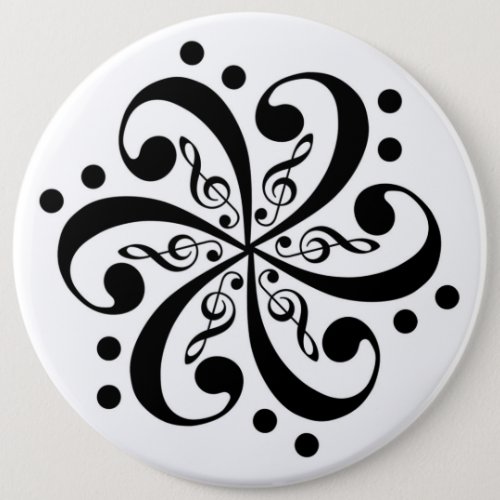 Bass and Treble Clef Swirl Button