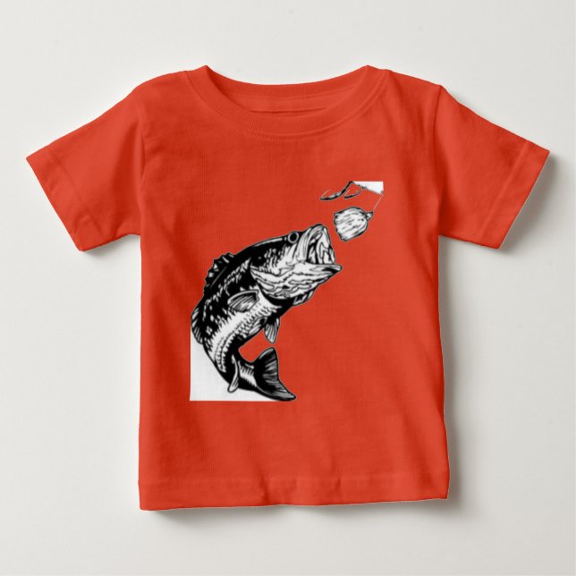 Bass attacking spinnerbait baby T-Shirt (Front)
