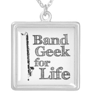 Bass Clarinet Band Geek Silver Plated Necklace