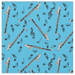 Bass Clarinet Black Music Notes Fabric