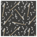 Bass Clarinet Black Music Notes Fabric