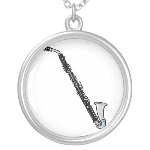 Bass Clarinet Graphic Just the Clarinet Silver Plated Necklace