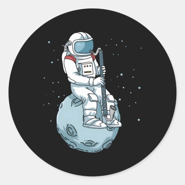 Bass Clarinet Jazz Music Astronaut Bass Clarinet Classic Round Sticker (Front)