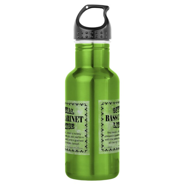 Bass Clarinet License Stainless Steel Water Bottle (Front)