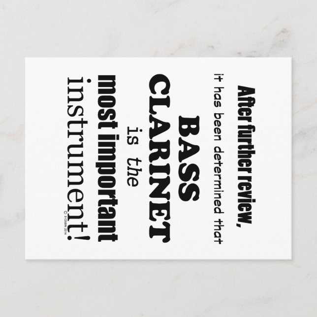 Bass Clarinet  Most Important Instrument Postcard (Front)