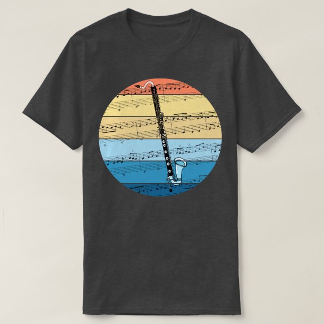 Bass Clarinet Music Notation Clarinetist Woodwind  T-Shirt (Design Front)