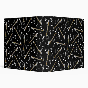 Bass Clarinet Music Note Pattern 3 Ring Binder