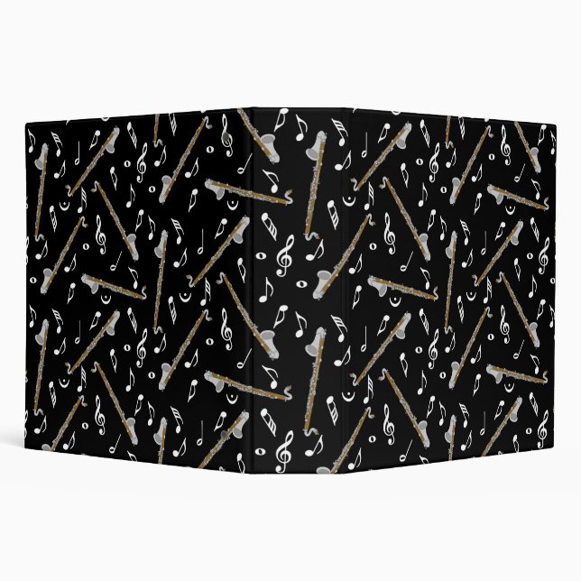 Bass Clarinet Music Note Pattern 3 Ring Binder (Background)