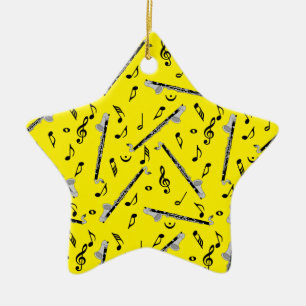 Bass Clarinet Music Note Pattern Ceramic Ornament