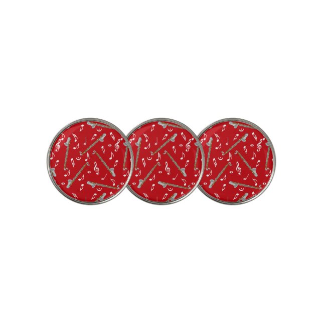 Bass Clarinet Music Note Pattern Golf Ball Marker (3 Up)