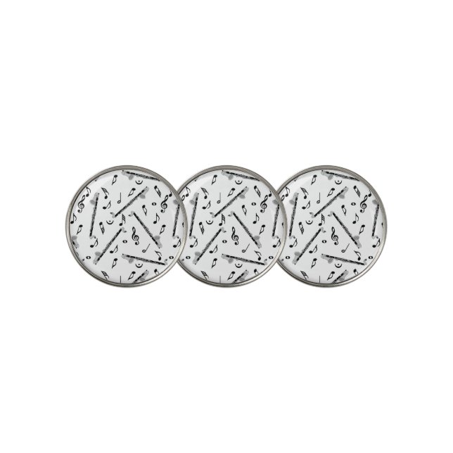 Bass Clarinet Music Note Pattern Golf Ball Marker (3 Up)