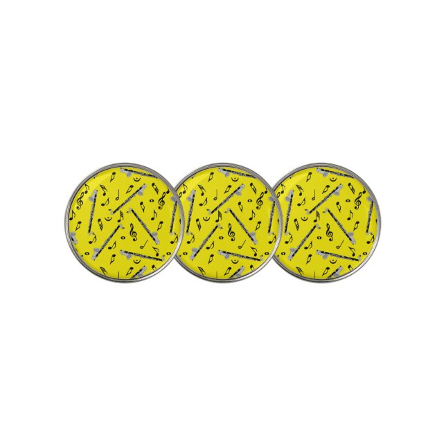 Bass Clarinet Music Note Pattern Golf Ball Marker (3 Up)