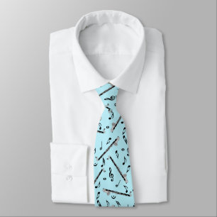 Bass Clarinet Music Note Pattern Neck Tie
