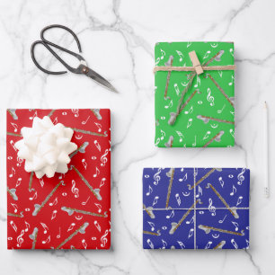 Bass Clarinet Music Note Pattern Wrapping Paper Sheets