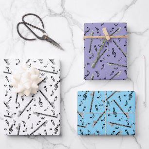 Bass Clarinet Music Note Pattern Wrapping Paper Sheets