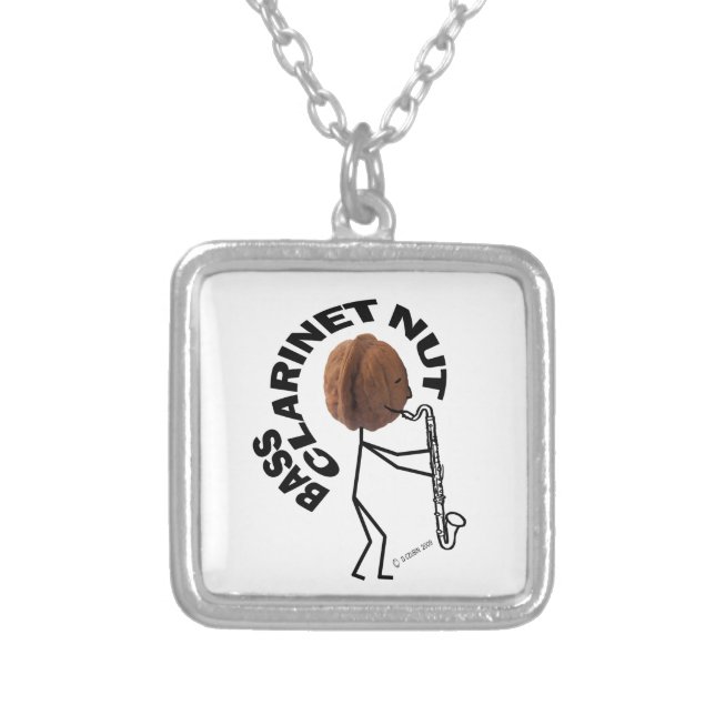 Bass Clarinet Nut Silver Plated Necklace (Front)