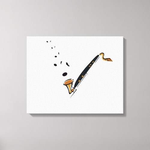 Bass Clarinet with music notes Canvas Print
