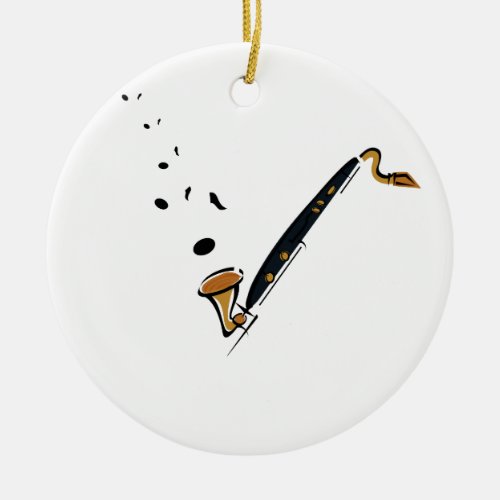 Bass Clarinet with music notes Ceramic Ornament