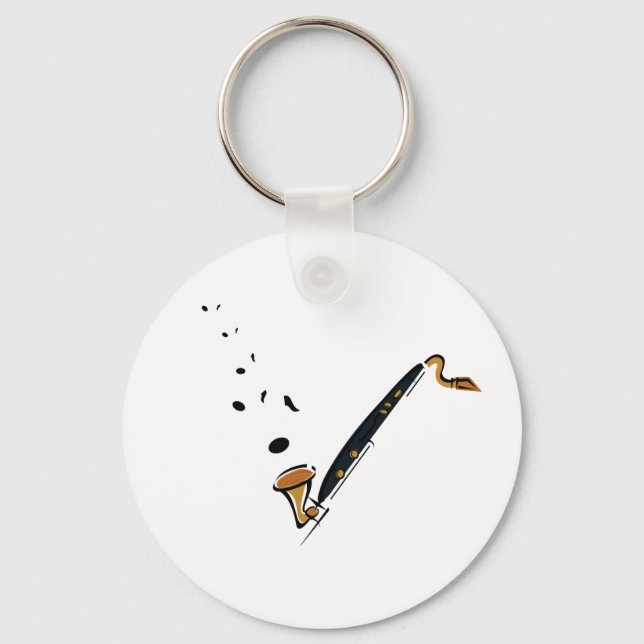 Bass Clarinet with music notes Keychain (Front)