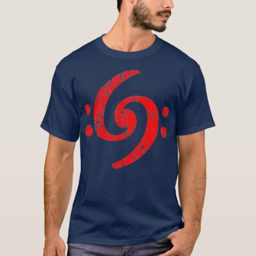 Bass Clef 69 Vintage Red Bassist Bass Player T_Shirt