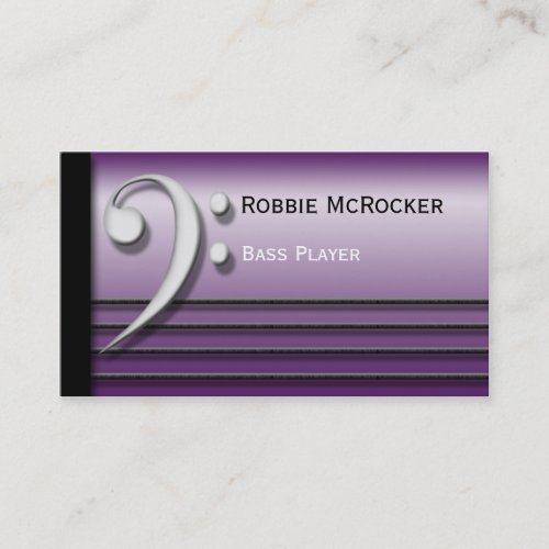 Bass Clef and Strings Purple Business Cards