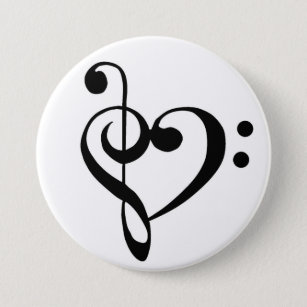 Bass Clef and Treble Clef Heart Pinback Button