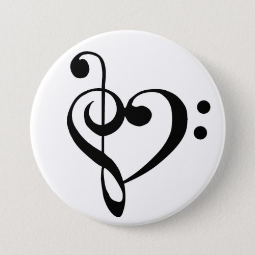 Bass Clef and Treble Clef Heart Pinback Button