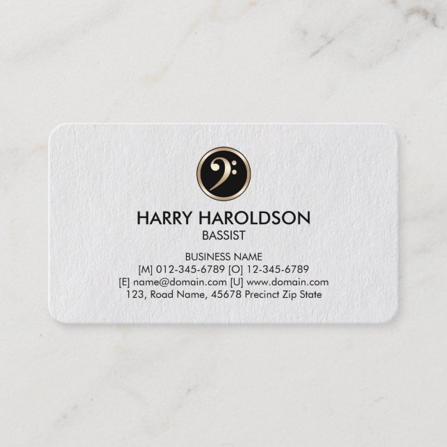 Bass Clef Bassist Premium Business Card (Front)