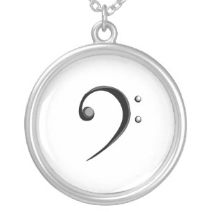 Bass Clef Casual Style Black and White Version Silver Plated Necklace