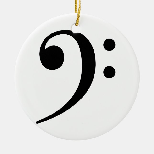 Bass Clef Ceramic Ornament (Front)