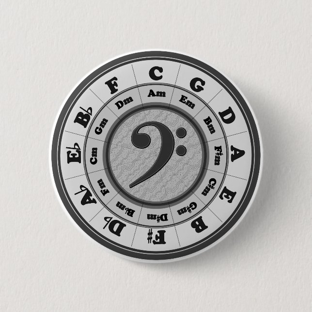 Bass Clef Circle of Fifths Pinback Button (Front)