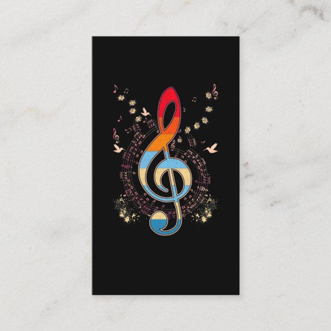 Bass Clef Colorful Musical Notes Bird Lover Business Card (Front)